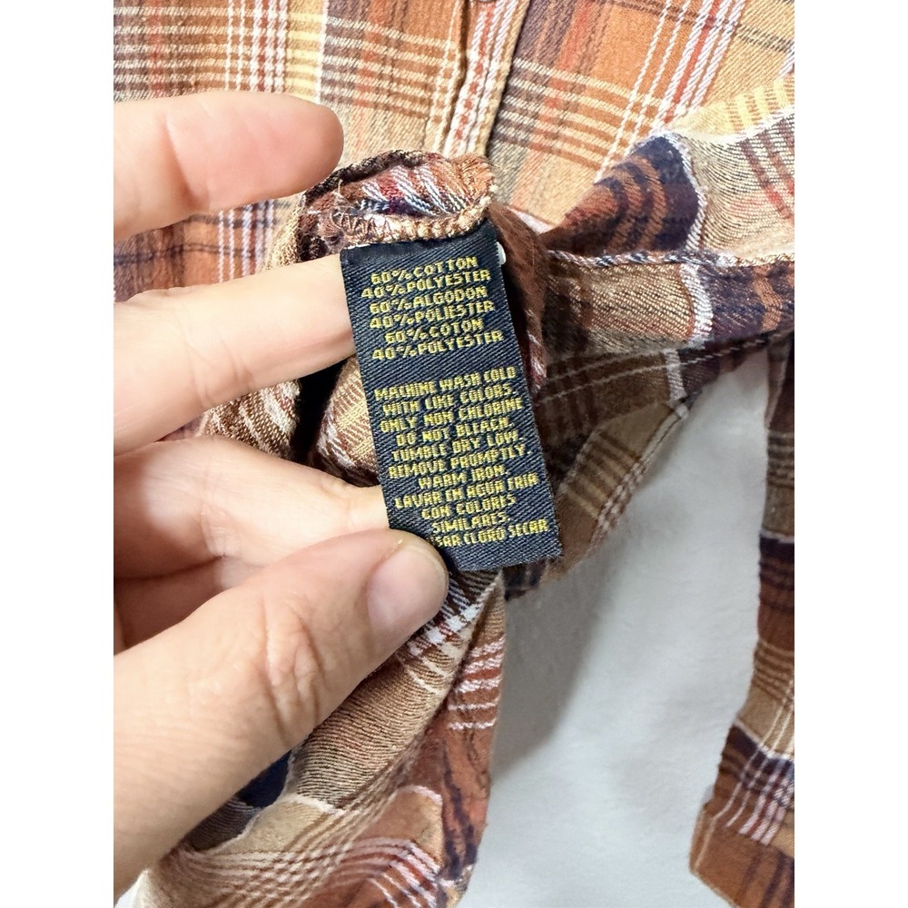 Vtg Stanley Plaid Workwear Shirt Mens Size Large Brown Long Sleeve Button Front - Picture 6 of 7